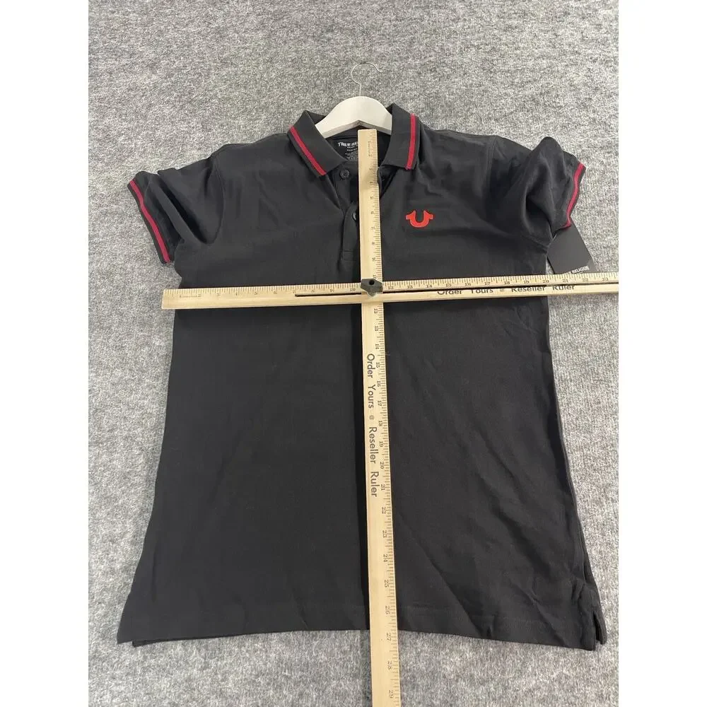 True Religion Polo Shirt Mens Medium Black Short Sleeve Classic N81